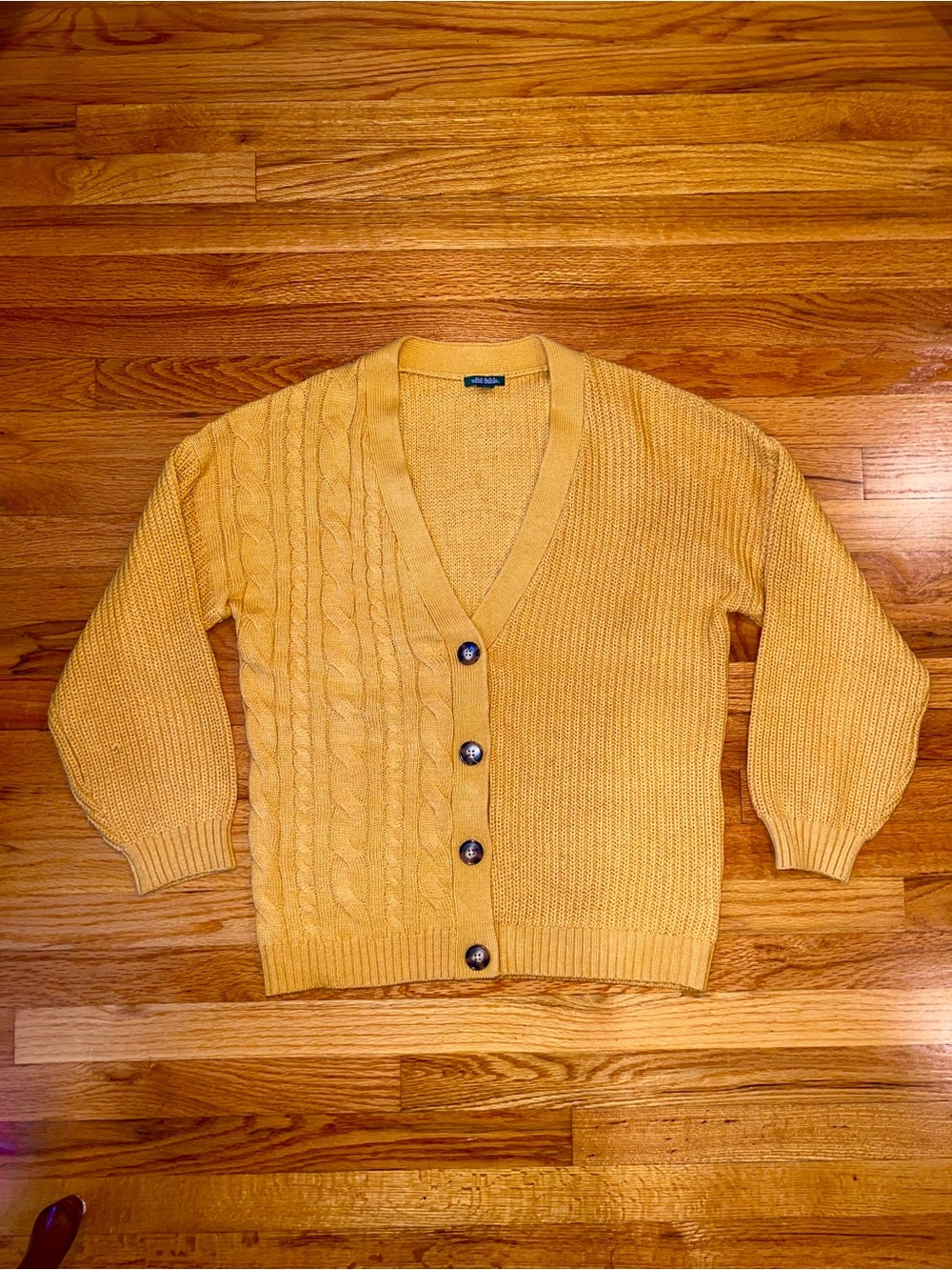 Women's Mustard Yellow V-Neck Button Cardigan